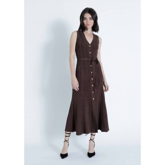 KARINA GRIMALDI Dresses & Skirts - NEW KARINA GRIMALDI valeria knit maxi dress in chocolate brown